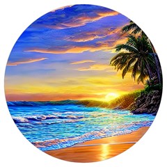 Sunrise At The Beach Round Trivet by GardenOfOphir