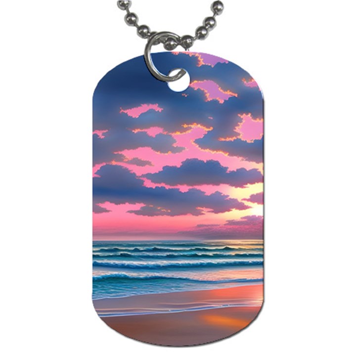 Sunset Over The Beach Dog Tag (Two Sides)