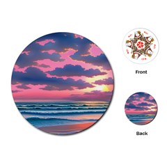 Sunset Over The Beach Playing Cards Single Design (round) by GardenOfOphir