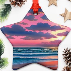 Sunset Over The Beach Star Ornament (two Sides) by GardenOfOphir