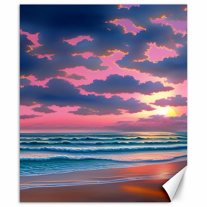 Sunset Over The Beach Canvas 20  x 24 