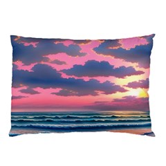 Sunset Over The Beach Pillow Case by GardenOfOphir