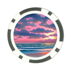 Sunset Over The Beach Poker Chip Card Guard (10 Pack) by GardenOfOphir