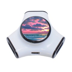 Sunset Over The Beach 3-port Usb Hub by GardenOfOphir