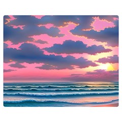 Sunset Over The Beach Premium Plush Fleece Blanket (medium) by GardenOfOphir