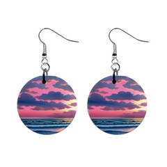 Sunset Over The Beach Mini Button Earrings by GardenOfOphir