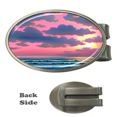 Sunset Over The Beach Money Clips (oval)  by GardenOfOphir