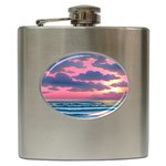 Sunset Over The Beach Hip Flask (6 oz) Front