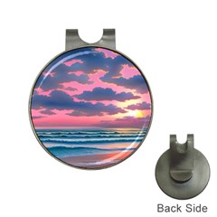 Sunset Over The Beach Hat Clips With Golf Markers by GardenOfOphir