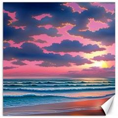 Sunset Over The Beach Canvas 12  X 12  by GardenOfOphir