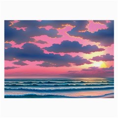 Sunset Over The Beach Large Glasses Cloth by GardenOfOphir