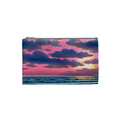 Sunset Over The Beach Cosmetic Bag (small) by GardenOfOphir