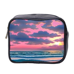 Sunset Over The Beach Mini Toiletries Bag (two Sides) by GardenOfOphir