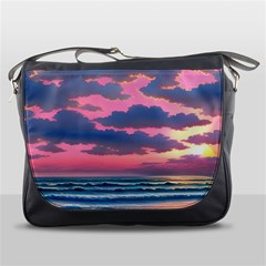 Sunset Over The Beach Messenger Bag by GardenOfOphir