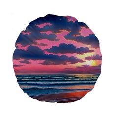 Sunset Over The Beach Standard 15  Premium Flano Round Cushions by GardenOfOphir