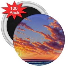 Summer Sunset Over Beach 3  Magnets (100 Pack) by GardenOfOphir