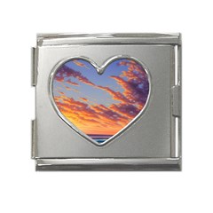 Summer Sunset Over Beach Mega Link Heart Italian Charm (18mm) by GardenOfOphir