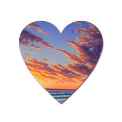 Summer Sunset Over Beach Heart Magnet by GardenOfOphir