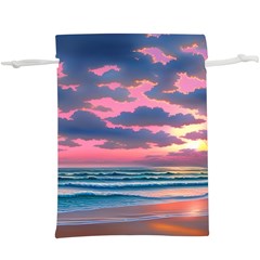 Sunset Over The Beach Lightweight Drawstring Pouch (xl) by GardenOfOphir