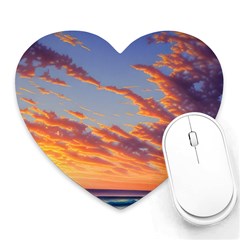 Summer Sunset Over Beach Heart Mousepad by GardenOfOphir