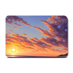 Summer Sunset Over Beach Small Doormat by GardenOfOphir