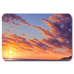 Summer Sunset Over Beach Large Doormat by GardenOfOphir