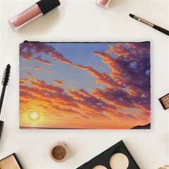 Summer Sunset Over Beach Cosmetic Bag (large) by GardenOfOphir