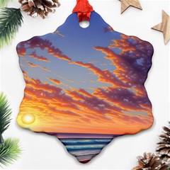 Summer Sunset Over Beach Snowflake Ornament (two Sides) by GardenOfOphir