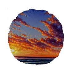 Summer Sunset Over Beach Standard 15  Premium Round Cushions by GardenOfOphir