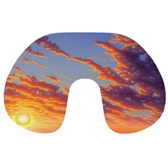 Summer Sunset Over Beach Travel Neck Pillow by GardenOfOphir