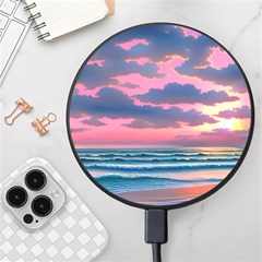 Sunset Over The Beach Wireless Fast Charger(black) by GardenOfOphir