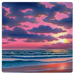 Sunset Over The Beach Uv Print Square Tile Coaster  by GardenOfOphir