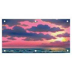 Sunset Over The Beach Banner And Sign 6  X 3 