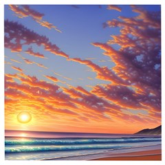 Summer Sunset Over Beach Wooden Puzzle Square by GardenOfOphir