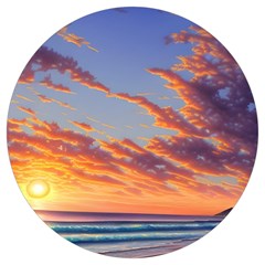 Summer Sunset Over Beach Round Trivet by GardenOfOphir