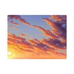 Summer Sunset Over Beach One Side Premium Plush Fleece Blanket (mini) by GardenOfOphir