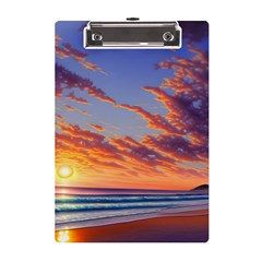 Summer Sunset Over Beach A5 Acrylic Clipboard by GardenOfOphir