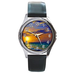 Nature Sunset Round Metal Watch by GardenOfOphir