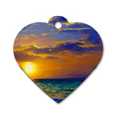 Nature Sunset Dog Tag Heart (two Sides) by GardenOfOphir