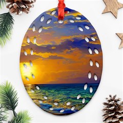 Nature Sunset Oval Filigree Ornament (two Sides) by GardenOfOphir