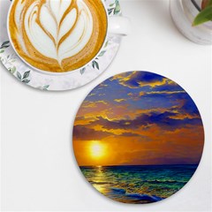 Nature Sunset Uv Print Round Tile Coaster by GardenOfOphir