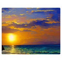 Nature Sunset One Side Premium Plush Fleece Blanket (medium)