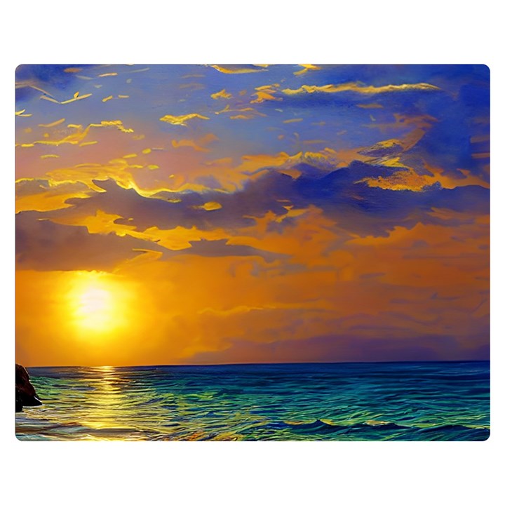 Nature Sunset One Side Premium Plush Fleece Blanket (Medium)