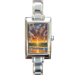 Waves At Sunset Rectangle Italian Charm Watch by GardenOfOphir