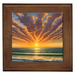 Waves At Sunset Framed Tile by GardenOfOphir