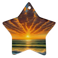 Waves At Sunset Ornament (star)