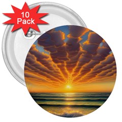 Waves At Sunset 3  Buttons (10 Pack)  by GardenOfOphir