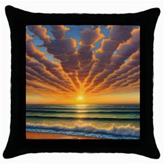 Waves At Sunset Throw Pillow Case (black) by GardenOfOphir