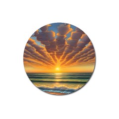 Waves At Sunset Magnet 3  (round) by GardenOfOphir