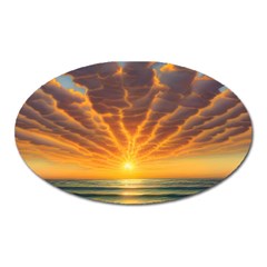 Waves At Sunset Oval Magnet by GardenOfOphir